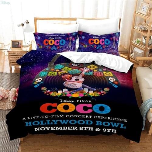 Cartoon 3d Disney Coco Pattern Bedding Set Miguel Hector Rivera Character Duvet Cover Set Pillowcases Twin Full Queen King Size