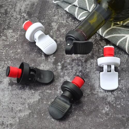 Creative Silicone Wine Bottle Stopper With PP Handle Press Exhaust Vacuum Preservation Bottle Stopper Champagne Beverage Bottle