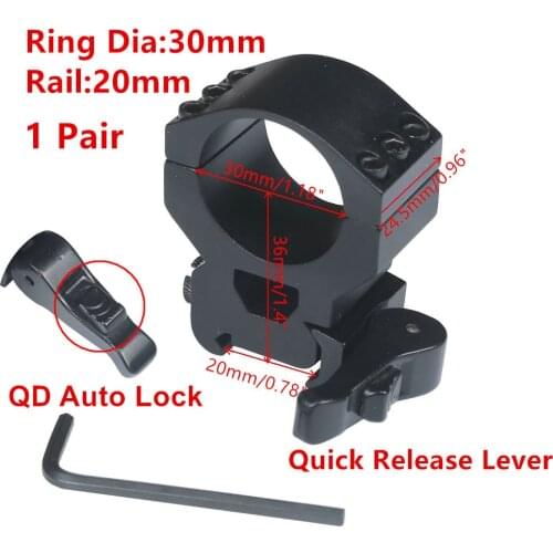 Scope Mount 30mm Ring Heavy Duty 6 Bolts 20mm Weaver Picatinny Rail QD Quick Detach Lever Lock Mount M16 Gun Lasers Flashlights
