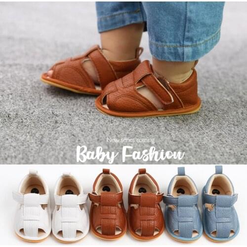 Summer Boys Sandals Soft Leather Closed-Toe Toddler Baby Shoes Boys Girls Beach Shoes Sport Infant Kids Sandals