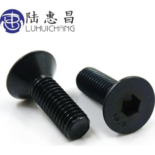 Luchang 20Pcs DIN7991 M5 M6 M8 M10 Black Grade 10.9 Countersunk Head Flat Socket Cap Screw Machine Screws Bolts