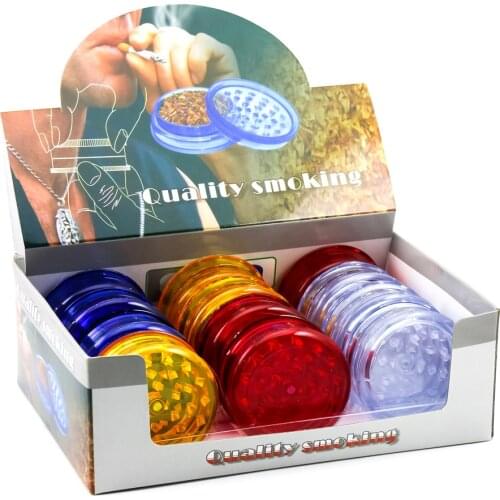 12pcs/lot PlasticTobacco Grinder Classic Herb Grinder Diameter 61mm Herbal Smoke Rolling Trays Gift for Men Cigerette Case