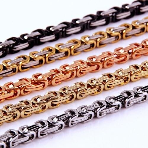 6mm Fashion Stainless Steel Mens Necklace Woman Bracelet Aesthetic Goth Jewelry Accessories Gold Silver Color Byzantine Chain