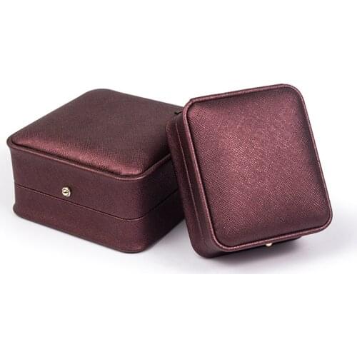 Fashion Wine Red Pu Leather Wedding Rings Jewelry Packaging Box For Earring Pendent Bracelet Jewellery Holder For Lover Gifts