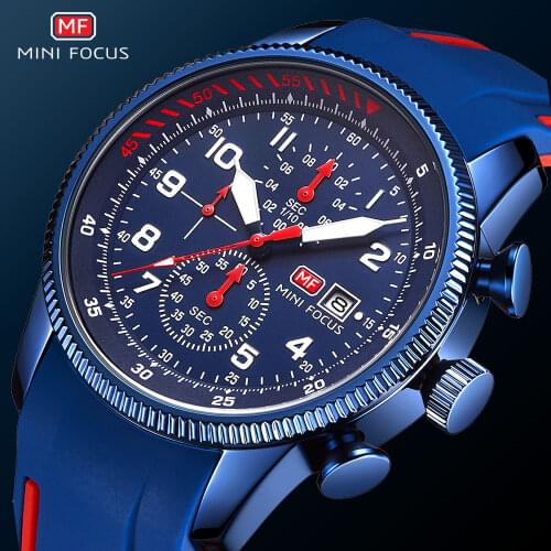 MINI FOCUS 2020 Luxury Watches for Men Top Brand Military Sport Wristwatch Man Silicone Band Waterproof Chronograph Quartz Watch