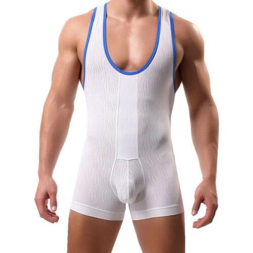 Men Undershirts Leotard Sexy Bugle Pouch Bodysuits Shorts Wrestling Singlet Jumpsuit Slip Homme Underwear Sleepwear One-piece