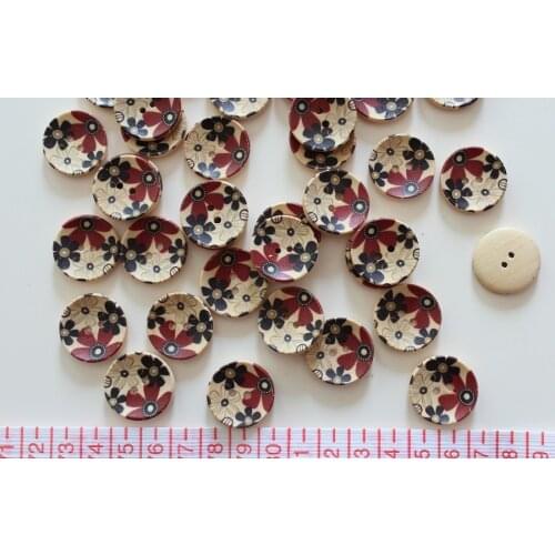 Set of 150pcs Painted 2-Holes floral sunflower wood buttons 25mm. Scrapbooking . Beading . Sewing-MK0092