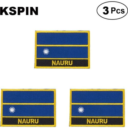 Nauru Rectangular Shape Flag patches embroidered flag patches national flag patches for clothing DIY Decoration