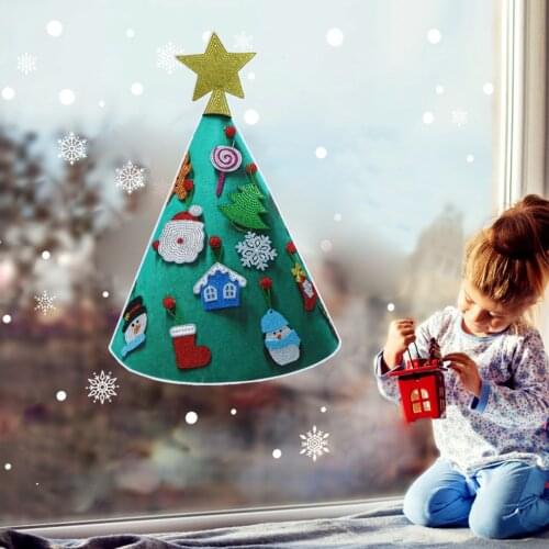 New Year Snow Man Window Sticker 3D DIY Diamond Painting Christmas Tree Wall Sticker Xmas Wall Decpration for Kids Living Room