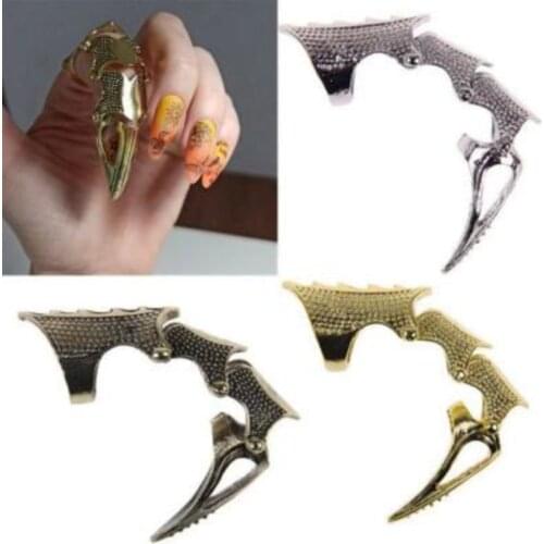 Punk Cool Boy Rings Gothic Rock Scroll Joint Armor Knuckle Metal Full Finger Ring Cospaly Exaggeration Ring Halloween Decoration