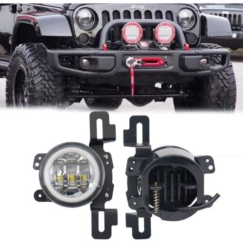 Pairs LED 4inch Front Led Fog Lights Mounting Brackets for Jeep Wrangler JL 2018 2019 Hard Rock Rubicon X 2013-2018