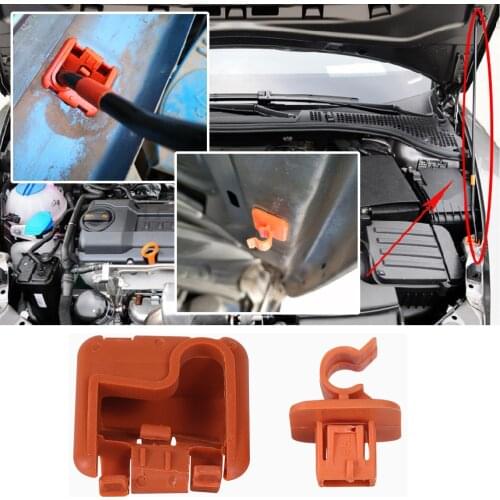 1U0823570A Plastic Car Roomster Hood Bonnet Rod Stay Bracket Buckle Clip Base Set Fit For Skoda Fabia Octavia MK2 2004-2012 2013