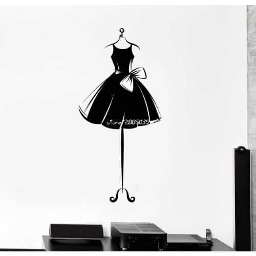 Gown Short Mannequin Dress Wall Stickers Decor Ballerina Girl Room Wall Decals Hot Selling Nontoxic PVC Removable Poster SA894