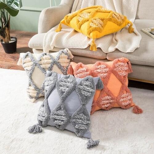 Luxury Moroccan Style Cushion Cover Boho Ethnic Wave Pillow Cover With Tassels Hotel Office Home Sofa Pillow Case Ornaments