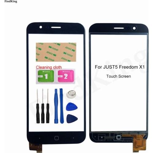 5'' Mobile Phone Touch Screen For JUST5 Freedom X1 Touch Screen Front Glass Digitizer Touch Panel Sensor Lens Adhesive