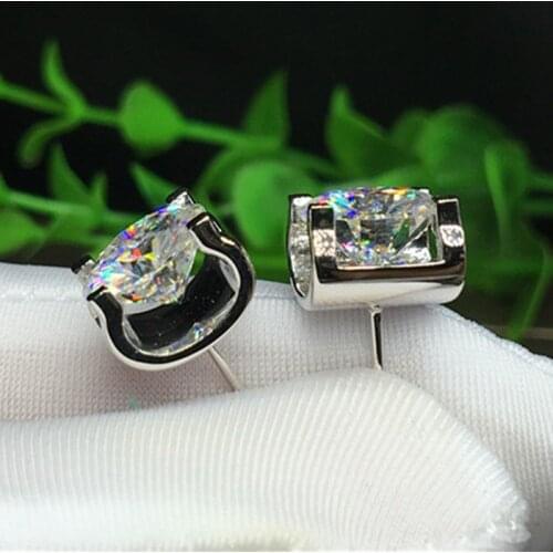 14K White Gold Moissanite Earrings 5mm/piece Total 1ct DF Color Engagement wedding Classic 4 claws earrings