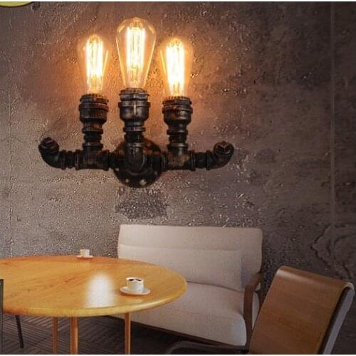 Nordic Loft Style Water Pipe Lamp Industrial Vintage Wall Light Fixtures Edison Wall Sconce Home Lighting Lampara Pared