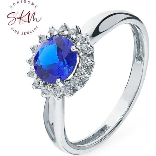 SKM Designer Sapphire Rings Vintage flower rings for women 14k 18k rose gold designer Anniversary Luxury Fine Jewelry