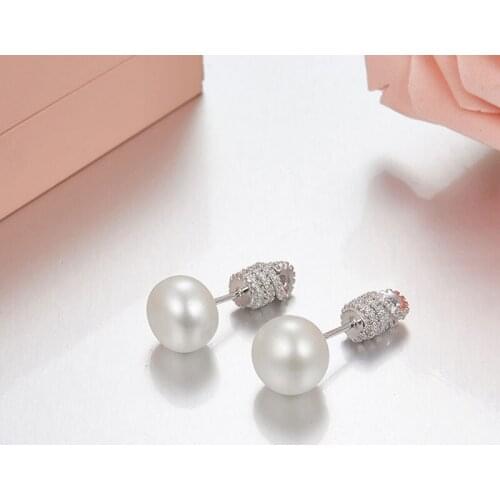 SOELLE 925 Sterling Silver 3 Gold Colors Micro Inlay Cubic Zirconia Pearl Stud Earrings For Women Fashion Luxury Jewelry