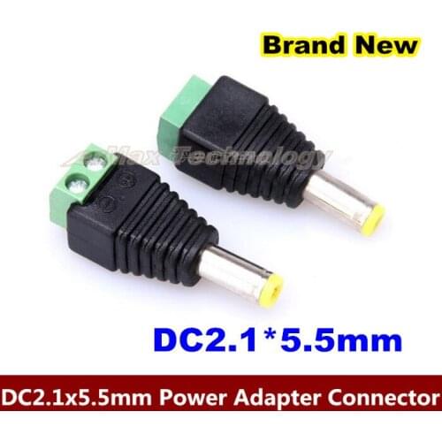 Brand New 500PCS/LOT DC 2.1x5.5mm Power Male Plug Jack Adapter Wire Connector for CCTV