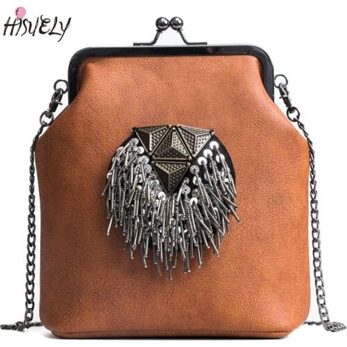 HISUELY Cute Beading Shell Bag Women PU Leather Shoulder Lady Crossbody Messenger bag Girl Fashion Handbag With Chain soft HotQ4
