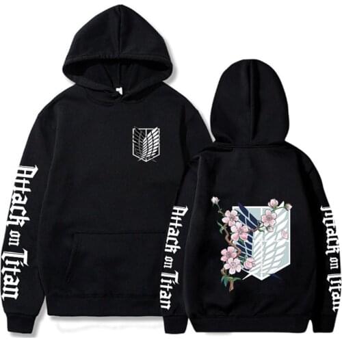 SUNOWE Attack on Titan Anime Hoodie Harajuku Sweatshirts Men Pocket Sweatshirts Hooded