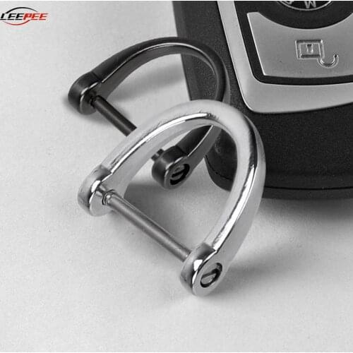 1pc Thick Rod Metal Car Keychain Key Ring D Shape Horseshoe Key Holder Classic Fashion Motorcycle Motor Auto Accessories