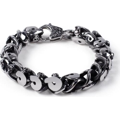 Trend alternative punk mens bracelet domineering stainless steel skull jewelry