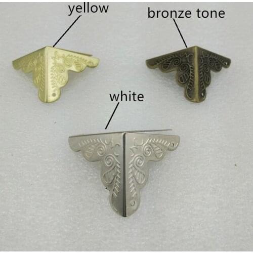 Wholesale Corner Case Box Corners For Furniture Decor Triangle Rattan Carved 25mm,Bronze Tone/Silver/Yellow,200pcs