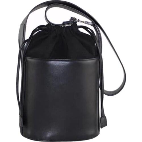 INto style 2021 winter first layer of cowhide trundled womens handbag shoulder bag black