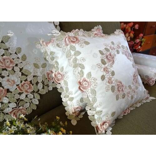 Gorgeous rose series Rural cloth art Chinese embroidery pillowcase 45*45cm Pillowcase cushion for leaning on
