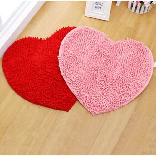 Zeegle Heart Shape Welcome Floor Mats Anti-slip Bathroom Bath Mat Toilet Rugs And Chenille Area Rug For Bedroom Home Decoration