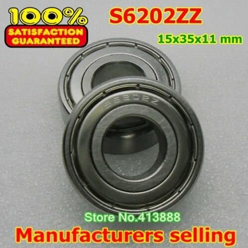 10pcs Free Shipping SUS440C environmental corrosion resistant stainless steel deep groove ball bearings S6202ZZ 15*35*11 mm