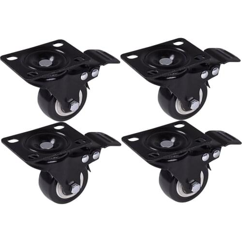 4Pcs 1.6in Heavy Duty Swivel Caster Wheels with Safety Dual Locking and Polyurethane Foam No Noise Wheels, Load Bearing 440 Lbs