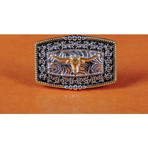 5PC 45*30mm Western Cowboy Cowgirl Texas Flower Gold Bull Longhorn&Side Horse Saddles Leathercraft Belt Hatband Diy CONCHOS Set