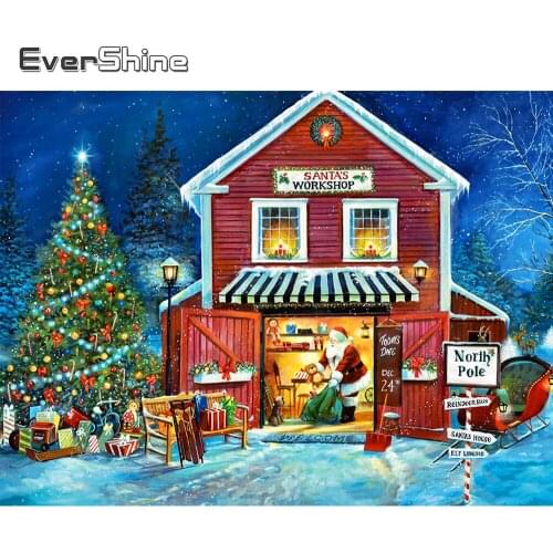 Evershine Diamond Painting House Landscape New Arrival Diamond Embroidery Winter Cross Stitch Mosaic DIY Christmas Tree Gift
