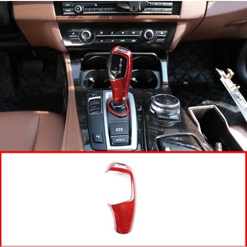 Left Right hand driving Real Carbon Fiber Red For BMW F20 F30 F31 F34 X5 F15 X6 F16 X3 F25 X4 F26 F10 Car Gear Shift Head Trim