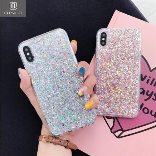 Bling Crystal Sequins Glitter Phone Case For iPhone 12 11 Pro Max 7 8 6 6S Plus X XR XS Max 5 5S SE 2020 Shining Silicone Cover
