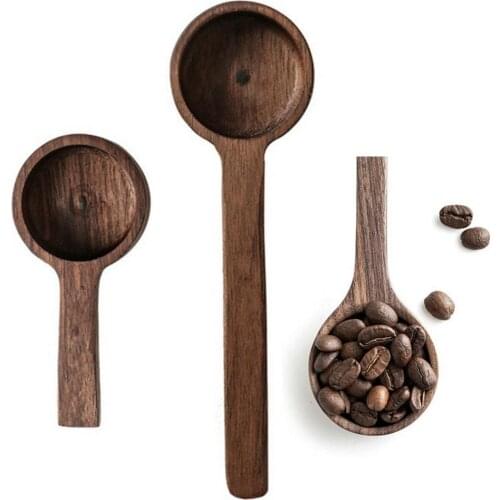 Walnut Wooden Measuring Spoon Scoop Coffee Beans Bar Kitchen Home Baking Tool