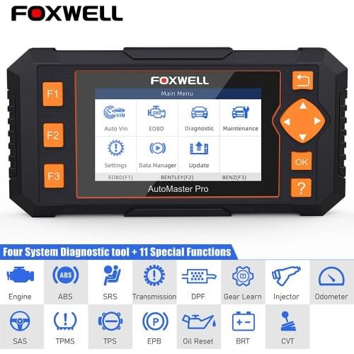 FOXWELL NT634 OBD 2 Diagnostic Tool Four System Multi-brand Diagnosis With 11 Reset Obd2 Scanner Professional Automotive Scanner