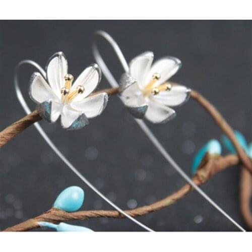 New Arrivals Korean Style Long Lotus Flower Earrings For Women Lady Bridal Earrings Girls Gifts Pendientes Brincos 2021