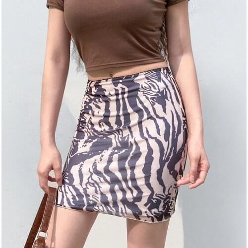 Double sexy brown women skirts irregular ripple slim top 2021 summer casual empire pencil package arm fashion female short skirt