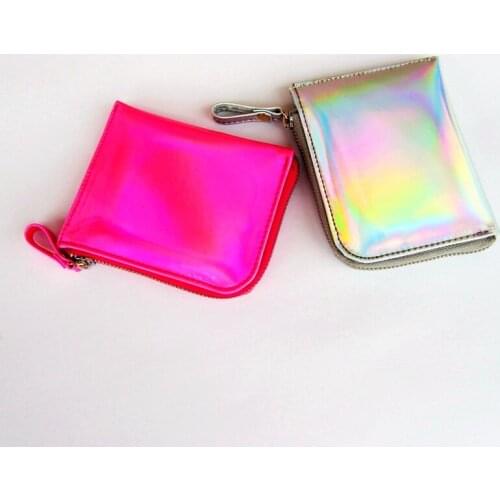 Gsenmo 2017 Laser Wallet Card Holder Women PU Leather rainbow coin purse Metallic Color Carteras Wallet Women Handbag