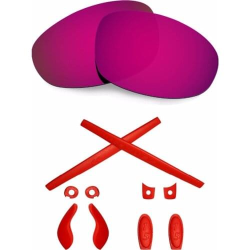 HKUCO For Juliet Purple Polarized Replacement Lenses And Red Earsocks Rubber Kit Combined sale