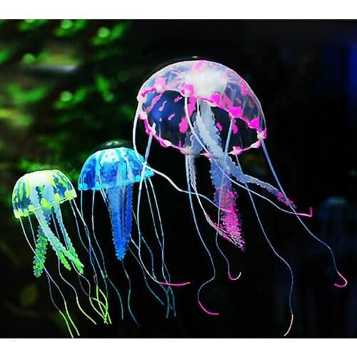 1PC Artificial Jellyfish Aquarium Fish Tank Accessories Simulated Fluorescent Vivid Jellyfish Tank Decoration
