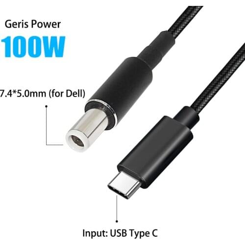 100W Cable USB Type C to 7.4*5.0mm Dc Jack Laptop Charger Connector Converter for Dell Latitude E6320 E6330 E6400 E6430 E6410