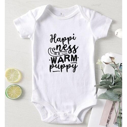 Kids' Things Warm Puppy Letter Printed Jumpsuit Romper for Babies Toddler Shower Gifts Newborn Boy Clothes 0 To 24 Months