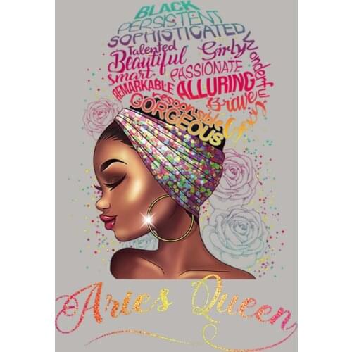 Queen Woman Stickers On The Fabric Vinyl Heat Transfer Fashion Appliqued Diy Tops Patch Iron On Over Powder Stickers