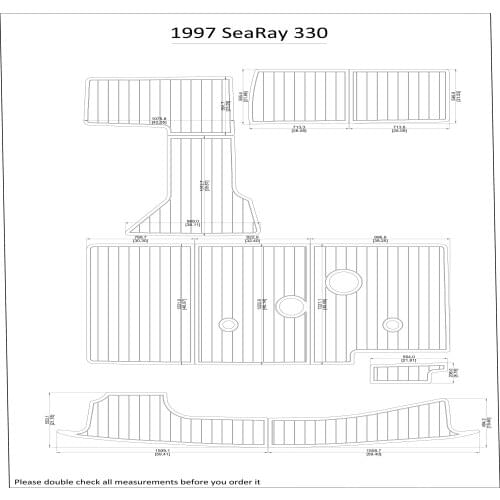 1997 SeaRay 330 Swim Step & CockpitPad Boat EVA Teak Decking 1/4" 6mm