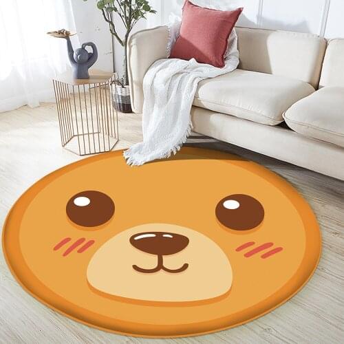 Hot Sale Non-Slip Children Flannel Round Carpet Baby Hand Print Carpet Baby Play Mat Children Comfortable Bear Cute Carpet